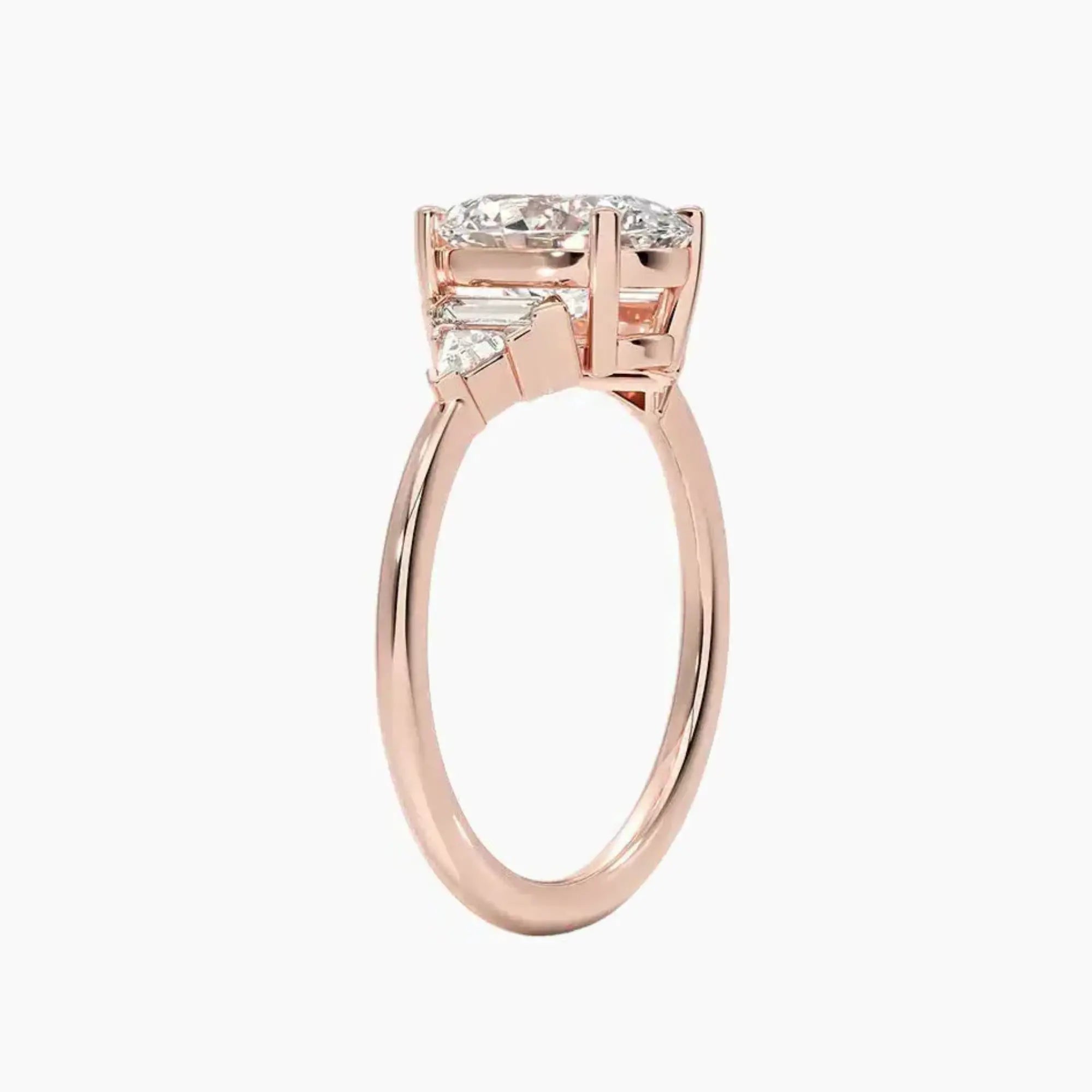 Honora Five Stone Oval Designer 1.5 Carat Lab Grown Diamond Engagement Ring in 14K Rose Gold
