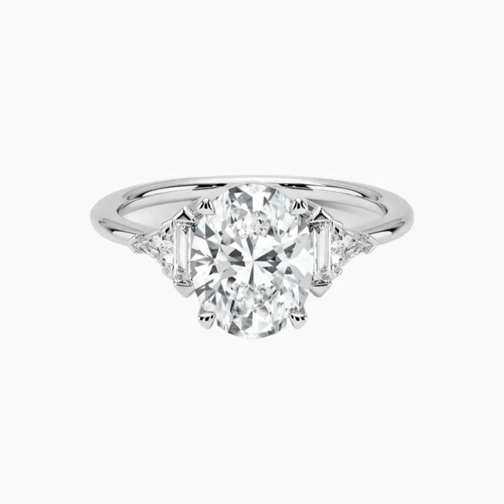Honora Five Stone Oval Designer 1 Carat Lab Grown Diamond Engagement Ring in 18K White Gold