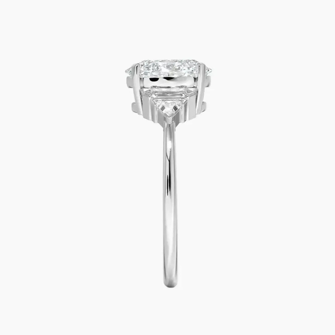 Honora Five Stone Oval Designer 3 Carat Lab Grown Diamond Engagement Ring in 18K White Gold