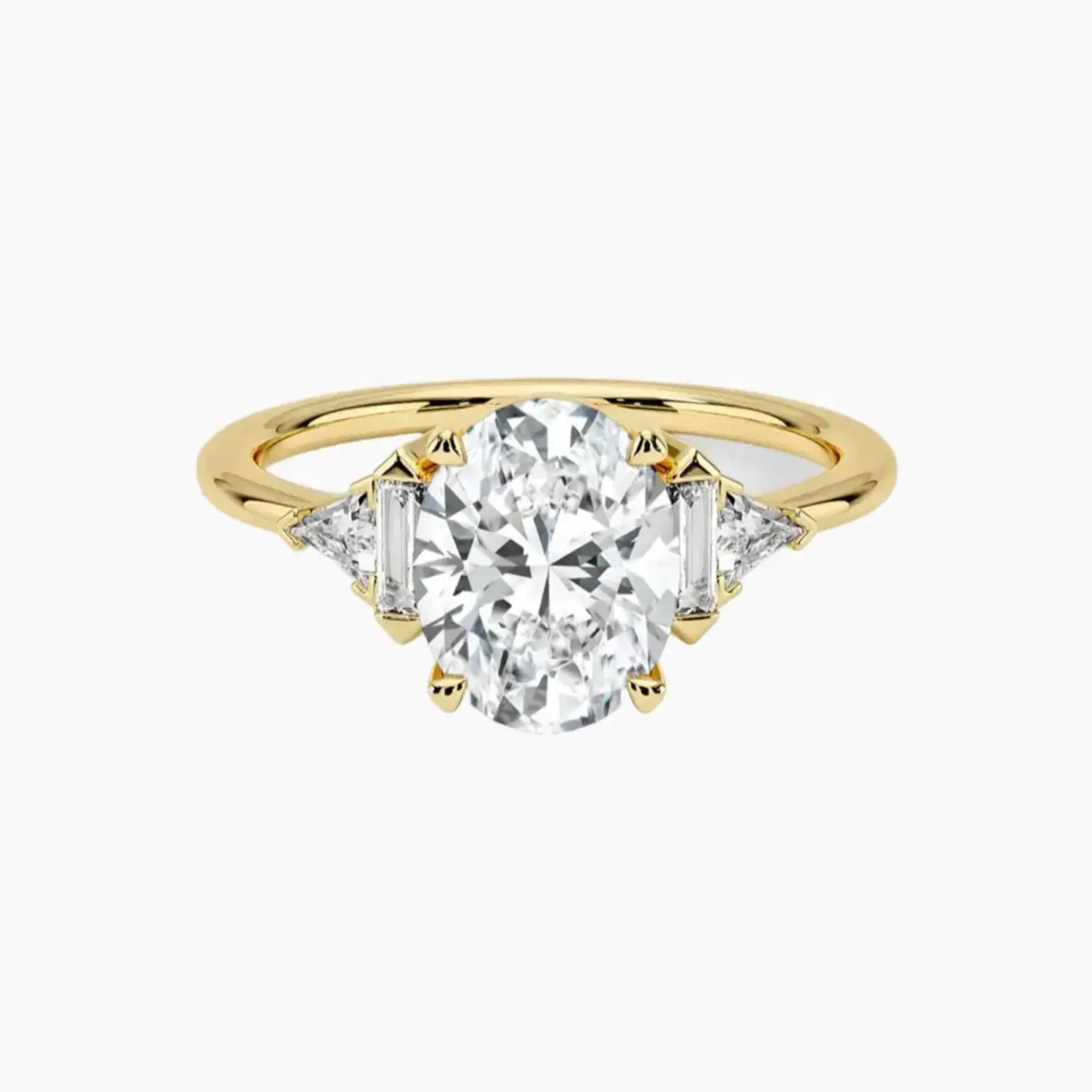 Honora Five Stone Oval Designer 3 Carat Lab Grown Diamond Engagement Ring in 18K White Gold