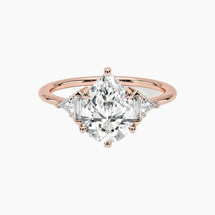 Honora Five Stone Pear Designer 2.5 Carat Lab Grown Diamond Engagement Ring in 18K Rose Gold