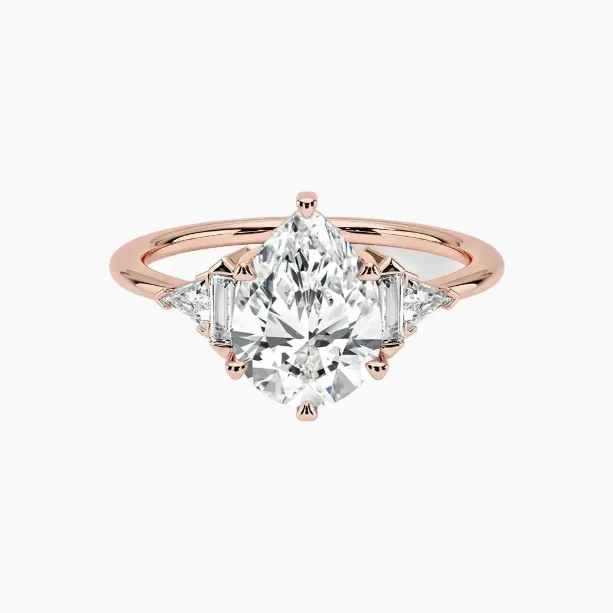 Honora Five Stone Pear Designer 2.5 Carat Lab Grown Diamond Engagement Ring in 14K White Gold