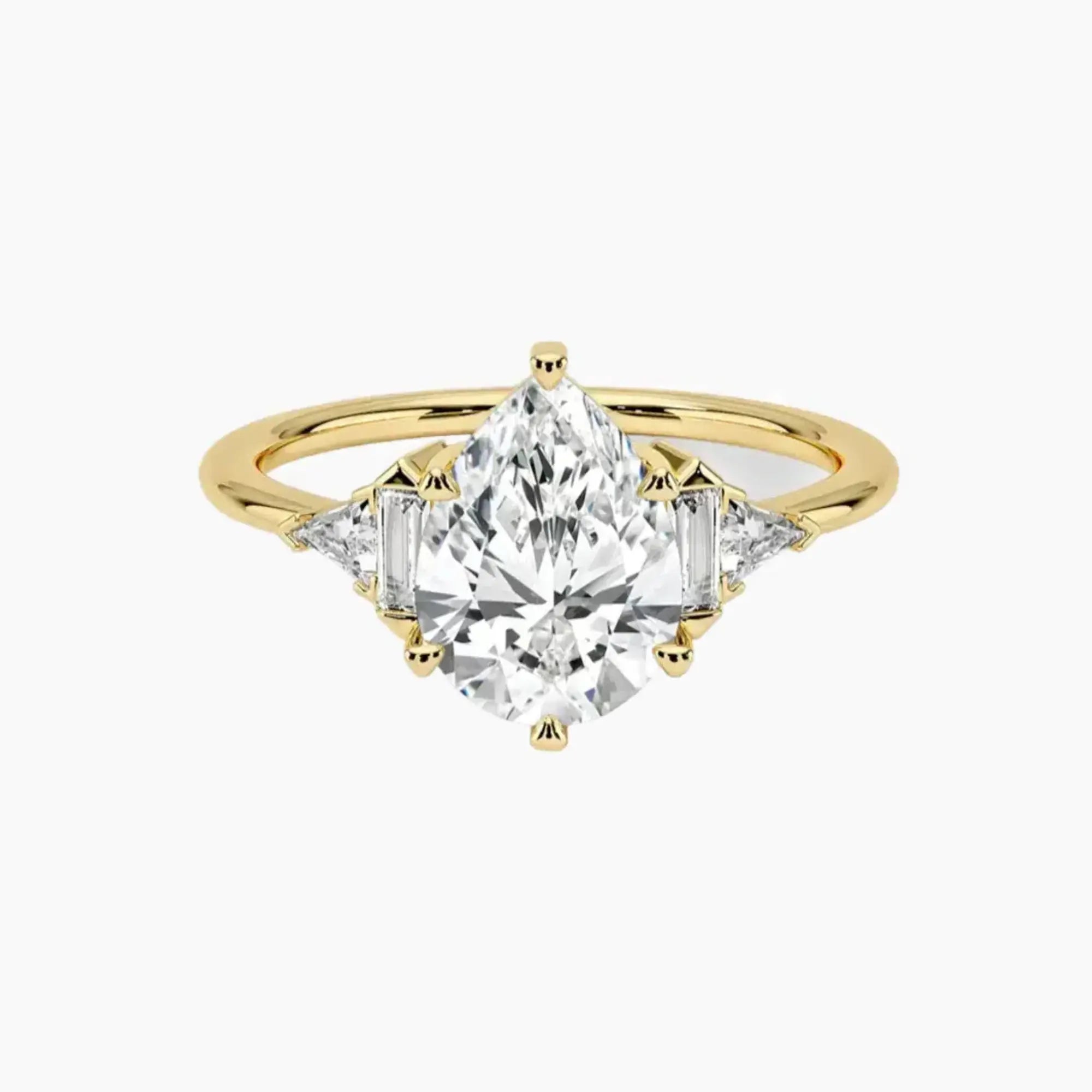 Honora Five Stone Pear Designer 2.5 Carat Lab Grown Diamond Engagement Ring in 14K White Gold