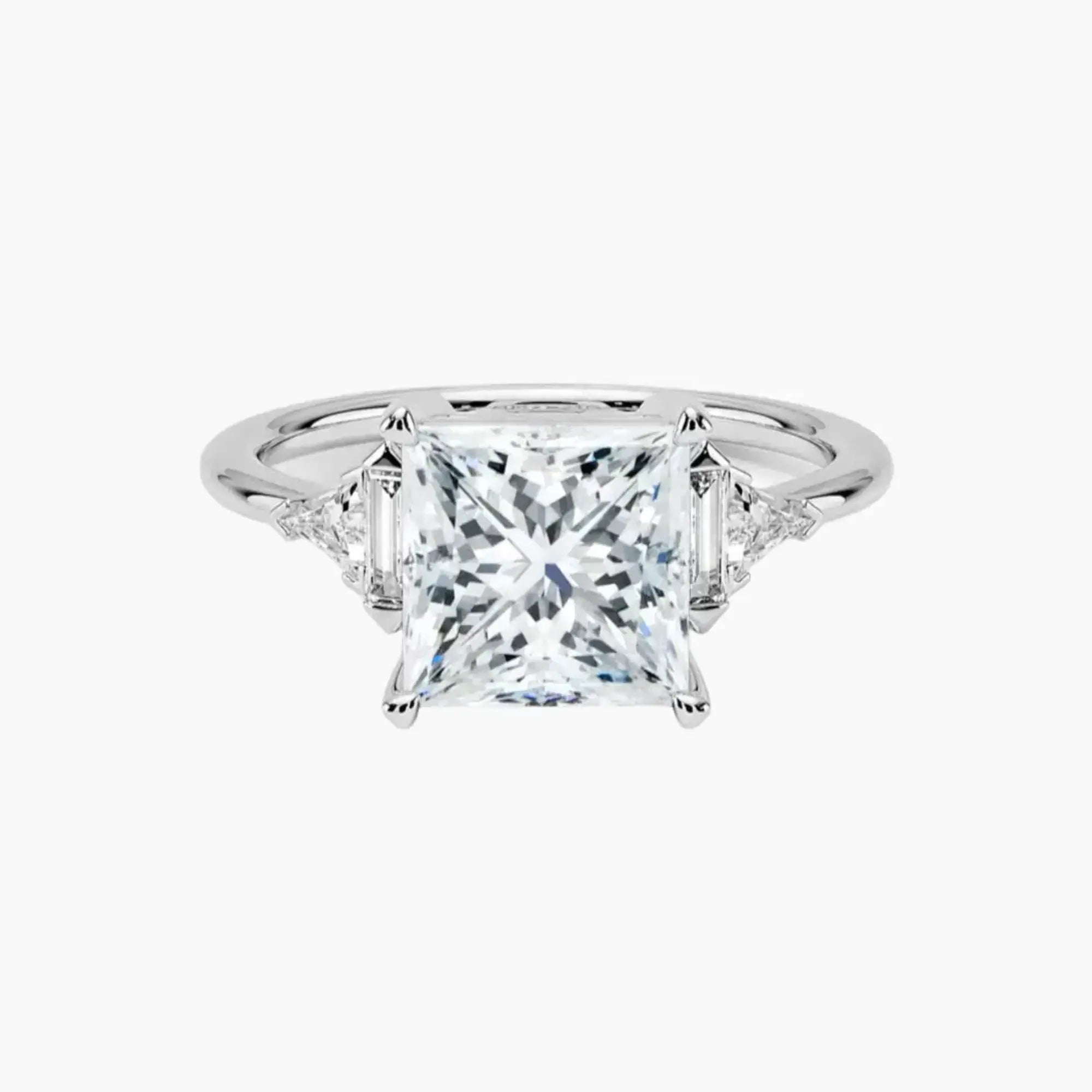 Honora Five Stone Princess Designer 2.5 Carat Lab Grown Diamond Engagement Ring in 14K White Gold