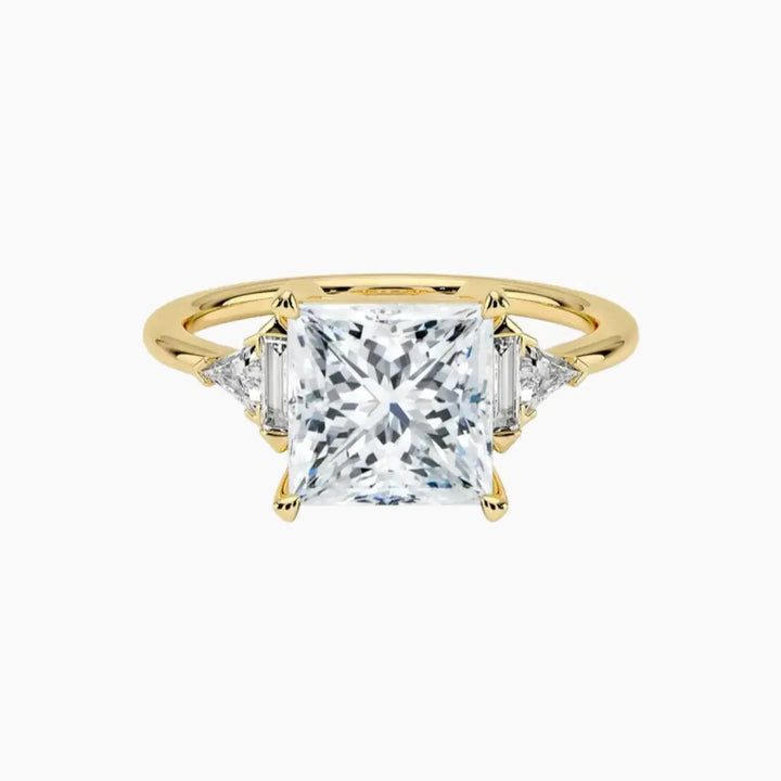 Honora Five Stone Princess Designer 3 Carat Lab Grown Diamond Engagement Ring in 18K Yellow Gold