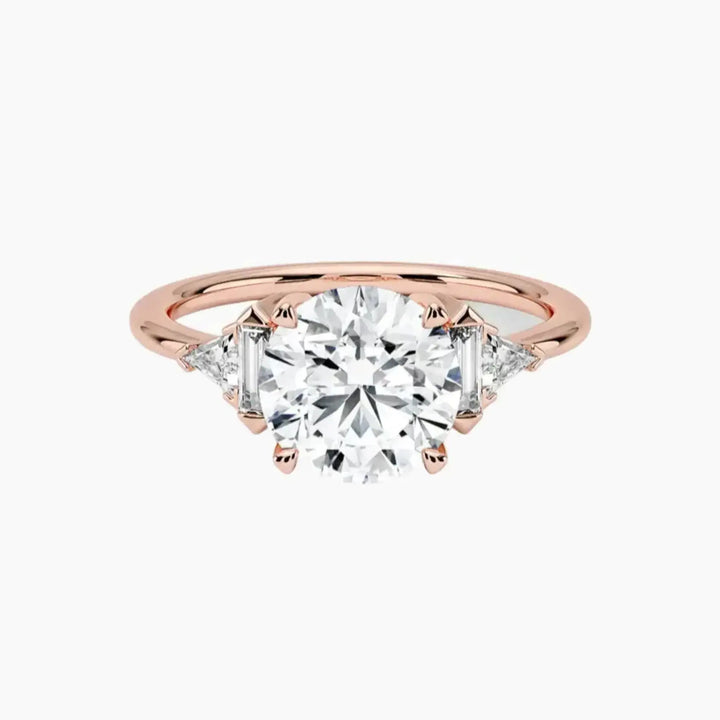 Honora Five Stone Round Designer 3 Carat Lab Grown Diamond Engagement Ring in 14K Rose Gold