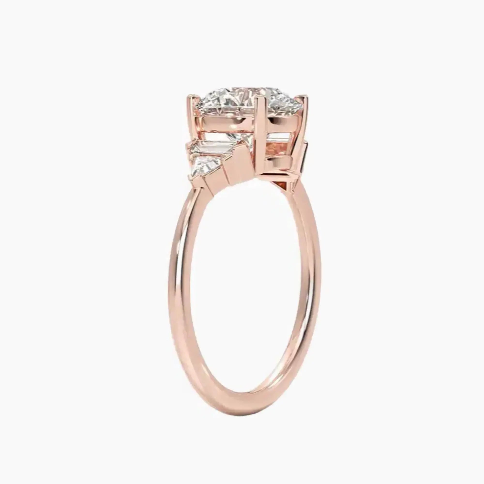 Honora Five Stone Round Designer 2.5 Carat Lab Grown Diamond Engagement Ring in 18K Rose Gold
