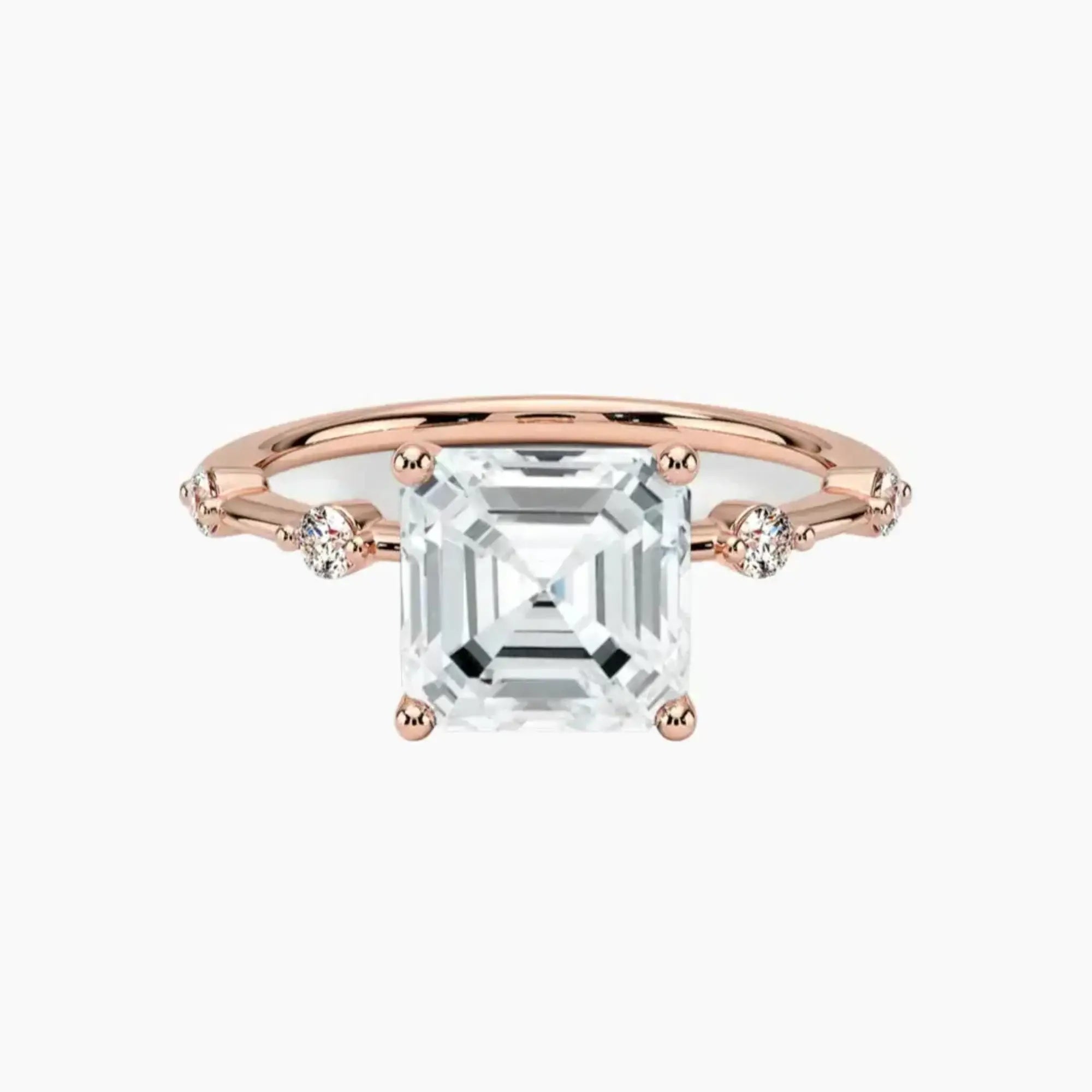 Sena Asscher Designer 2.5 Carat Lab Grown Diamond Engagement Ring in 18K White Gold
