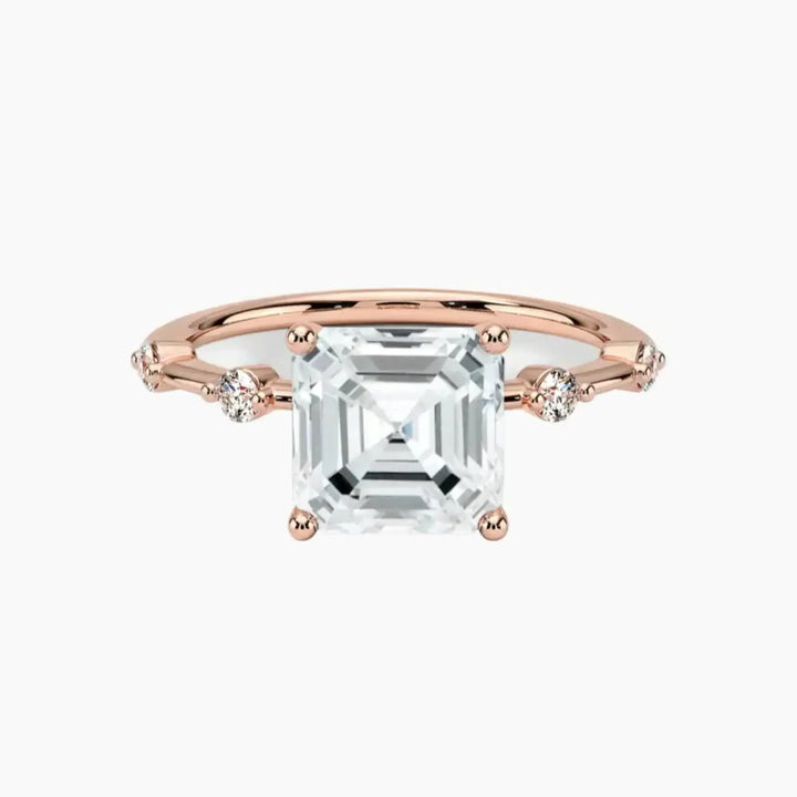 Sena Asscher Designer 1.5 Carat Lab Grown Diamond Engagement Ring in 14K Rose Gold