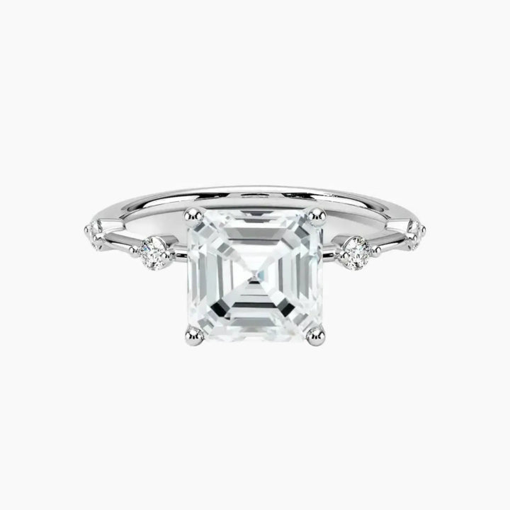 Sena Asscher Designer 2 Carat Lab Grown Diamond Engagement Ring in 14K White Gold