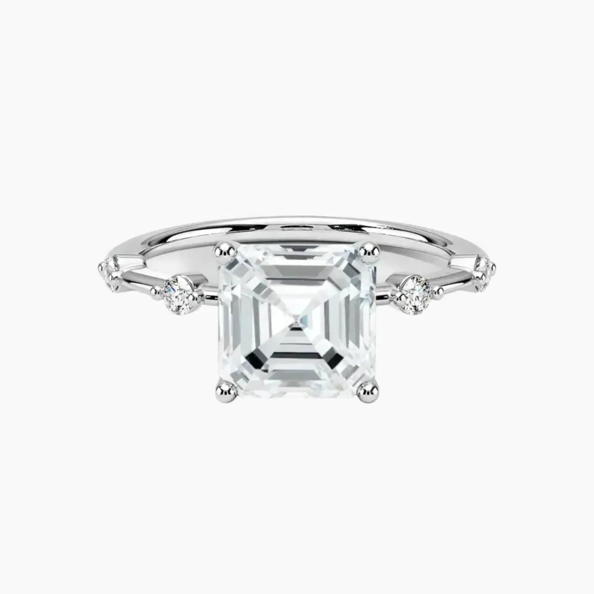 Sena Asscher Designer Diamond Ring Setting in 18K White Gold
