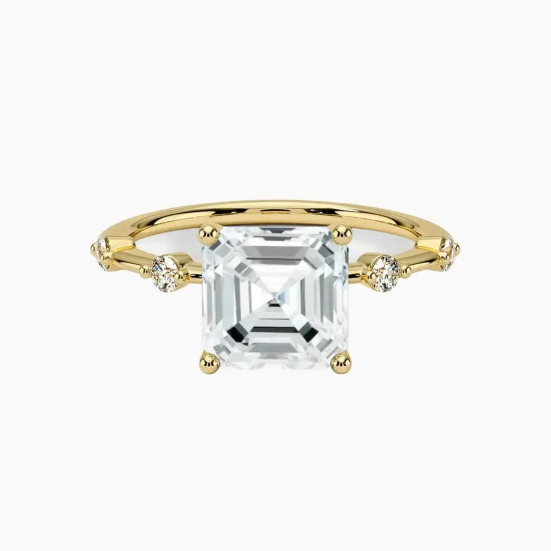 Sena Asscher Designer 1.5 Carat Lab Grown Diamond Engagement Ring in 14K Yellow Gold