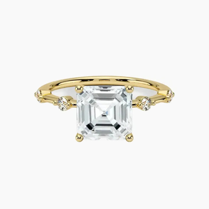 Sena Asscher Designer 1.5 Carat Lab Grown Diamond Engagement Ring in 18K Yellow Gold