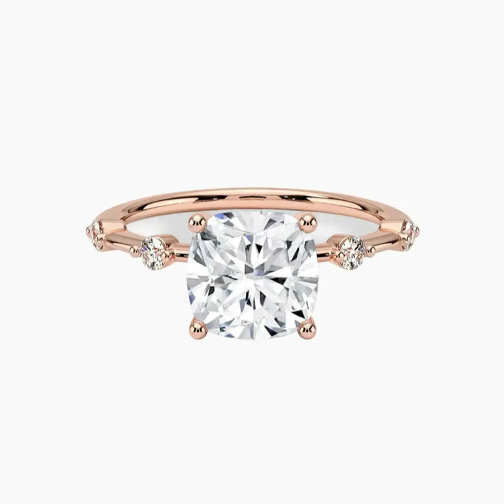 Sena Cushion Designer 2.5 Carat Lab Grown Diamond Engagement Ring in 18K Rose Gold