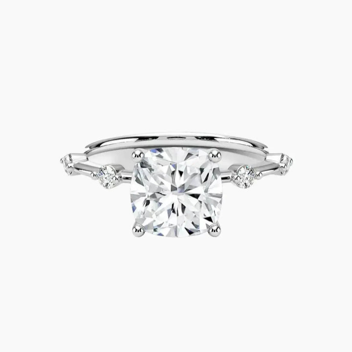 Sena Cushion Designer 2.5 Carat Lab Grown Diamond Engagement Ring in 14K White Gold