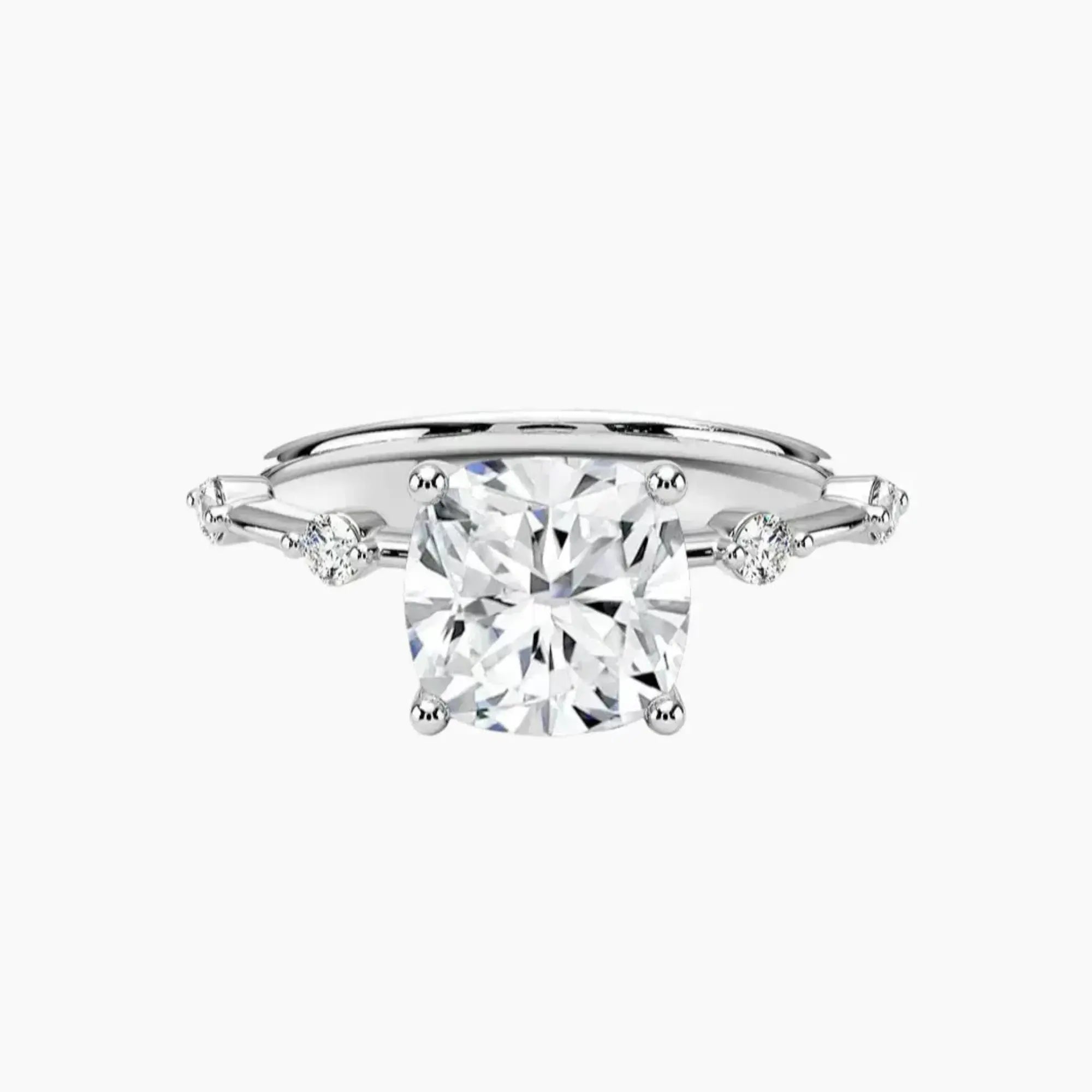 Sena Cushion Designer 2 Carat Lab Grown Diamond Engagement Ring in 14K White Gold