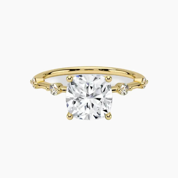 Sena Cushion Designer 2 Carat Lab Grown Diamond Engagement Ring in 14K Yellow Gold