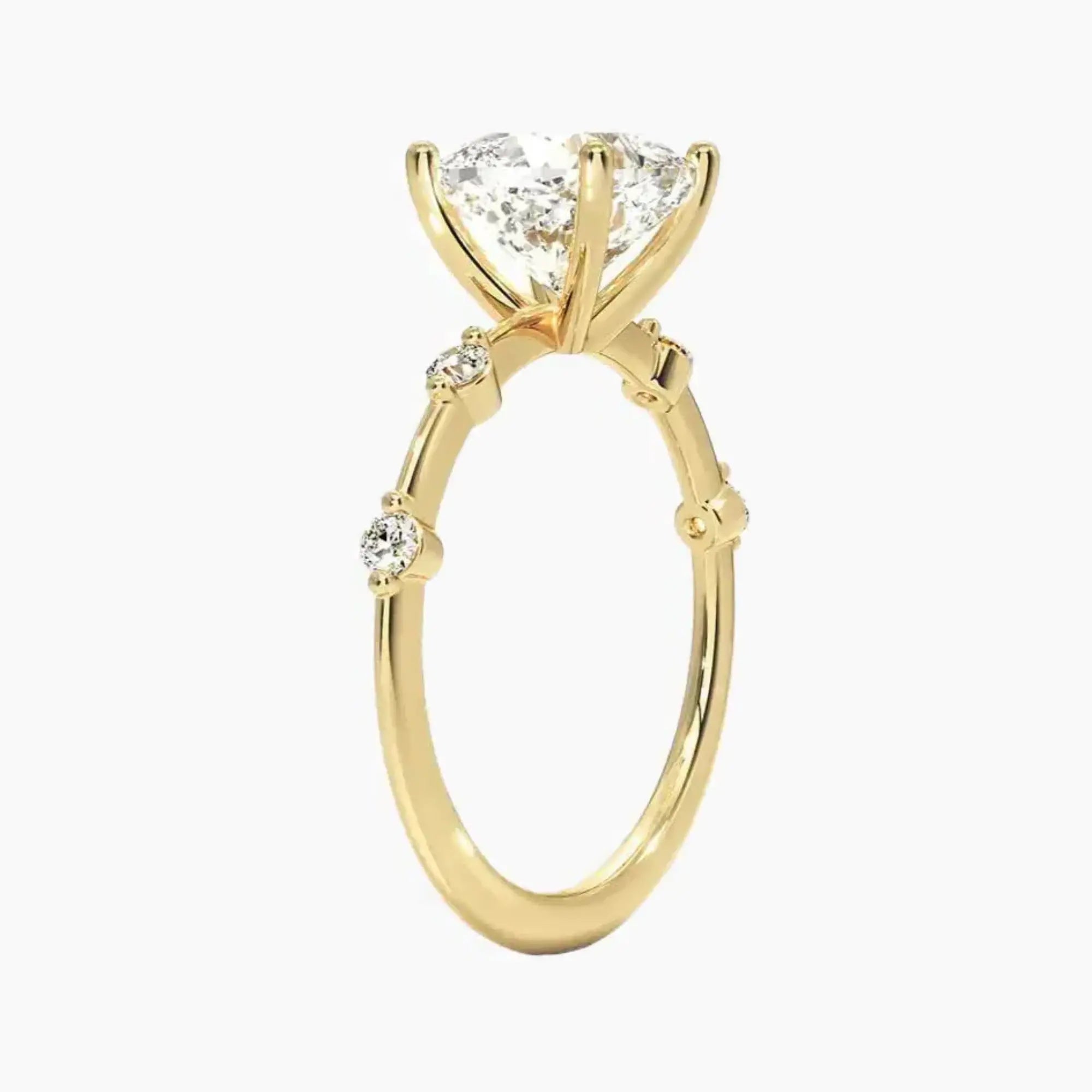 Sena Cushion Designer 1.5 Carat Lab Grown Diamond Engagement Ring in 14K White Gold
