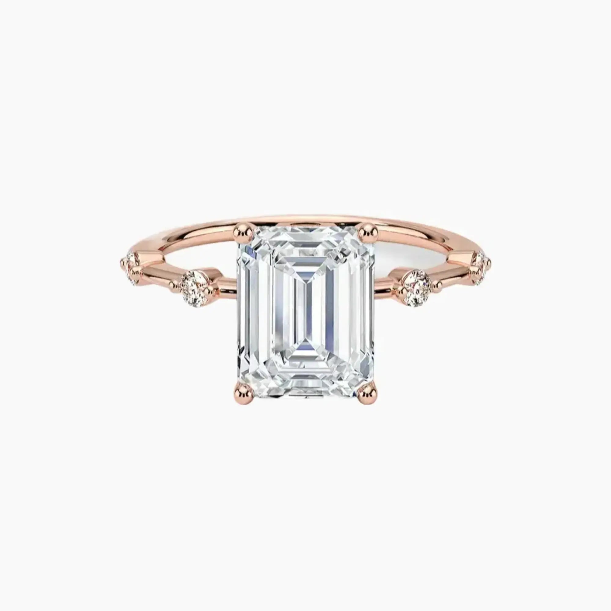 Sena Emerald Designer 1 Carat Lab Grown Diamond Engagement Ring in 18K Rose Gold