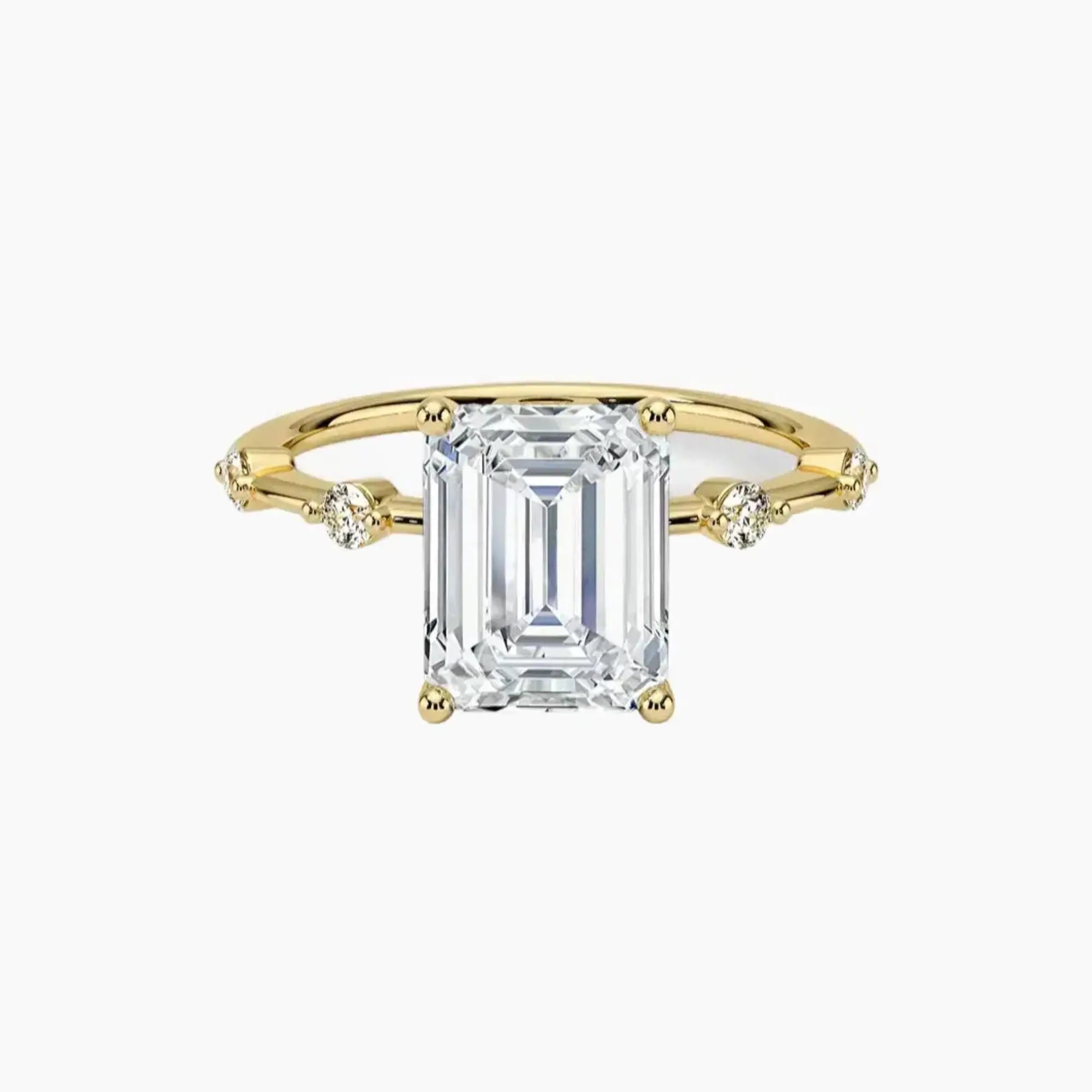 Sena Emerald Designer 2 Carat Lab Grown Diamond Engagement Ring in 14K White Gold