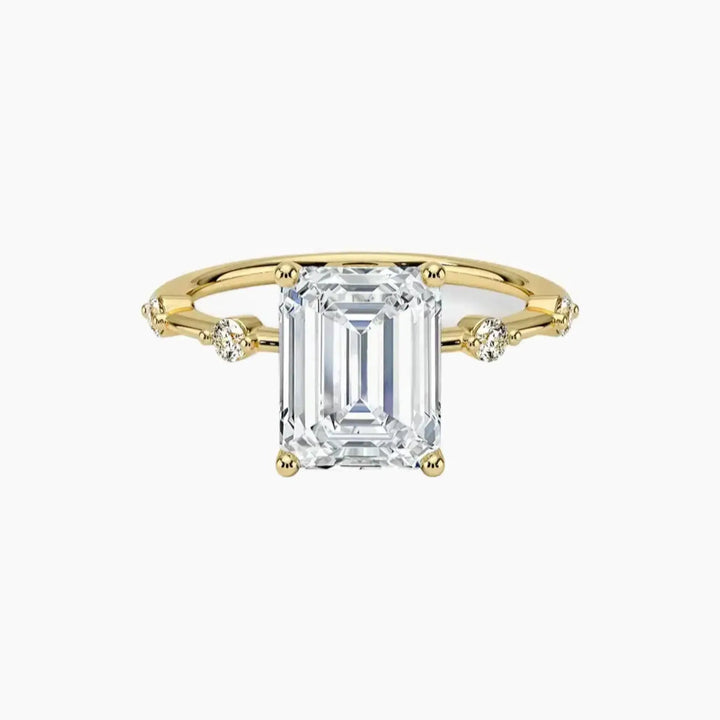 Sena Emerald Designer 1 Carat Lab Grown Diamond Engagement Ring in 14K Yellow Gold