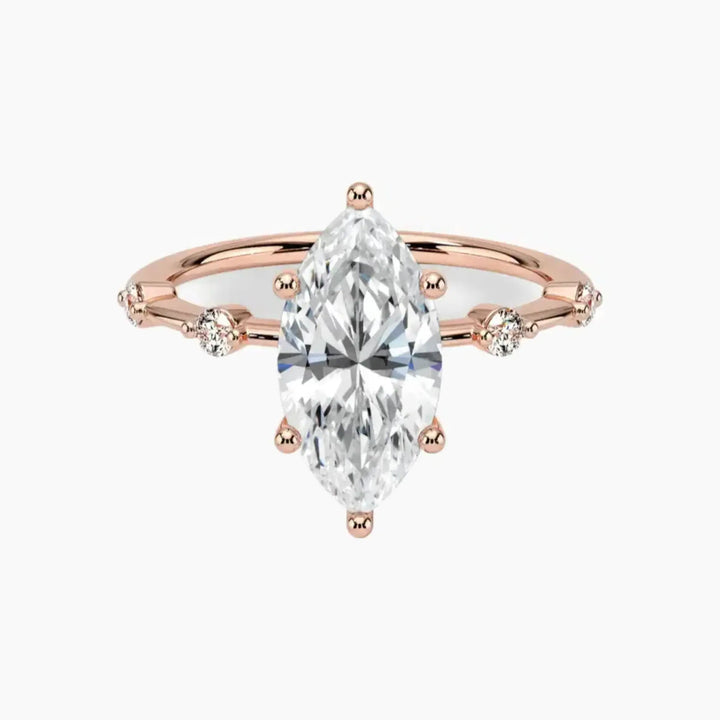 Sena Marquise Designer 3 Carat Lab Grown Diamond Engagement Ring in 14K Rose Gold