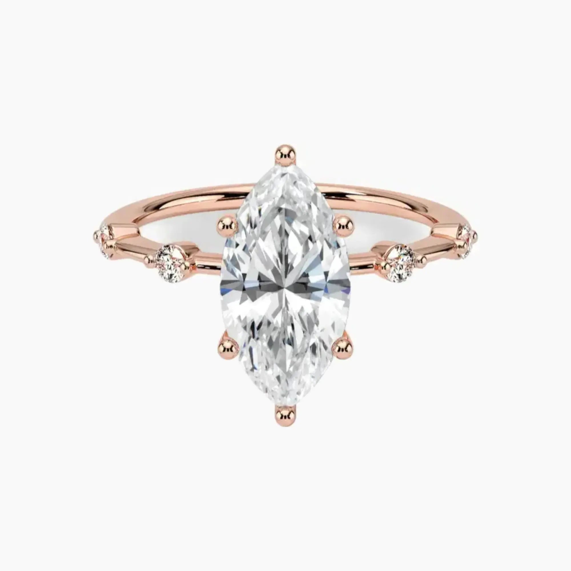 Sena Marquise Designer 1.5 Carat Lab Grown Diamond Engagement Ring in 14K Yellow Gold