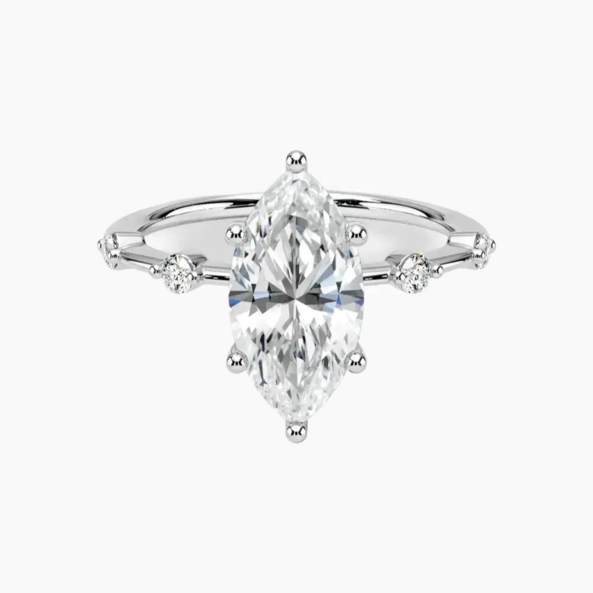 Sena Marquise Designer 1 Carat Lab Grown Diamond Engagement Ring in 18K White Gold