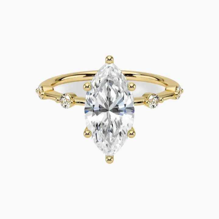 Sena Marquise Designer 2.5 Carat Lab Grown Diamond Engagement Ring in 18K Yellow Gold