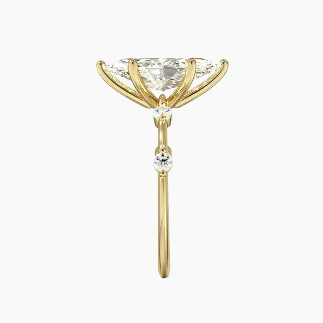 Sena Marquise Designer 2.5 Carat Lab Grown Diamond Engagement Ring in 14K Yellow Gold