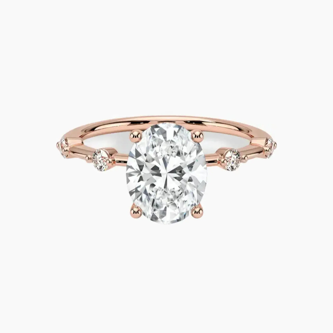 Sena Oval Designer 2.5 Carat Lab Grown Diamond Engagement Ring in 14K White Gold
