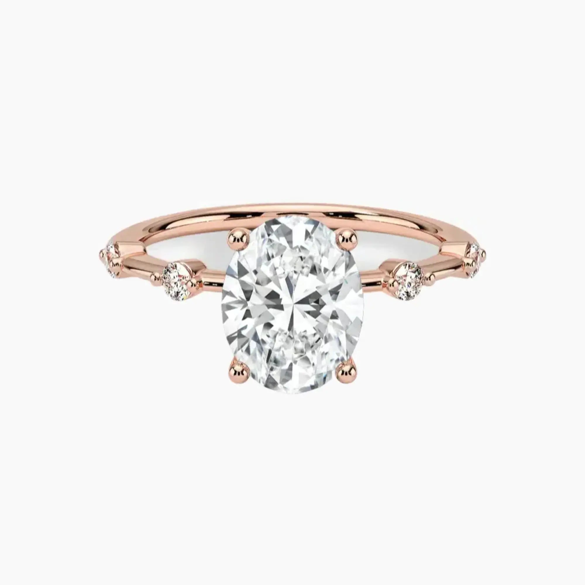 Sena Oval Designer 1.5 Carat Lab Grown Diamond Engagement Ring in 18K Rose Gold