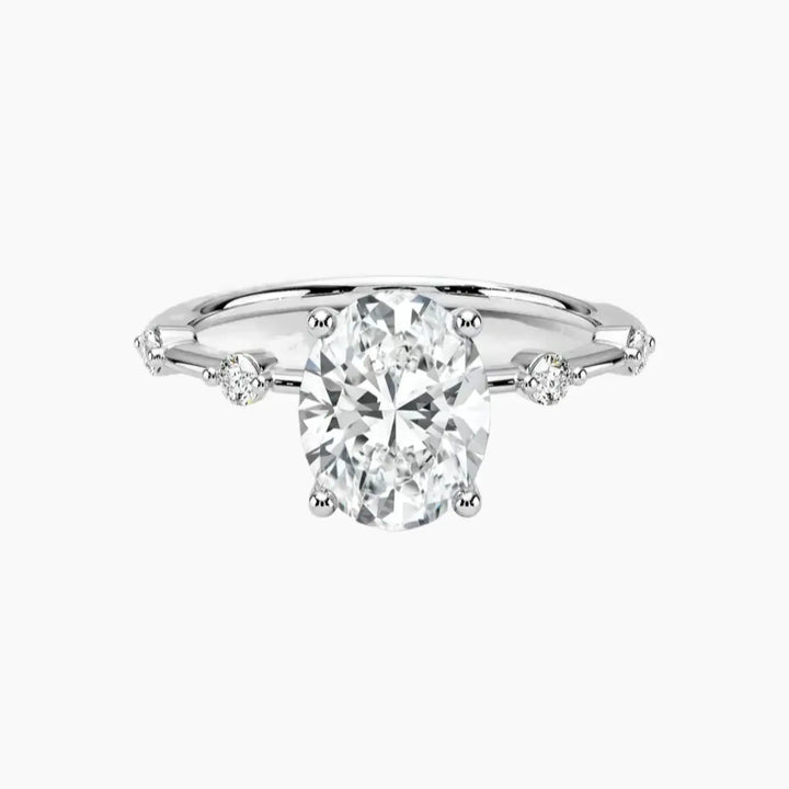 Sena Oval Designer 2.5 Carat Lab Grown Diamond Engagement Ring in 14K White Gold