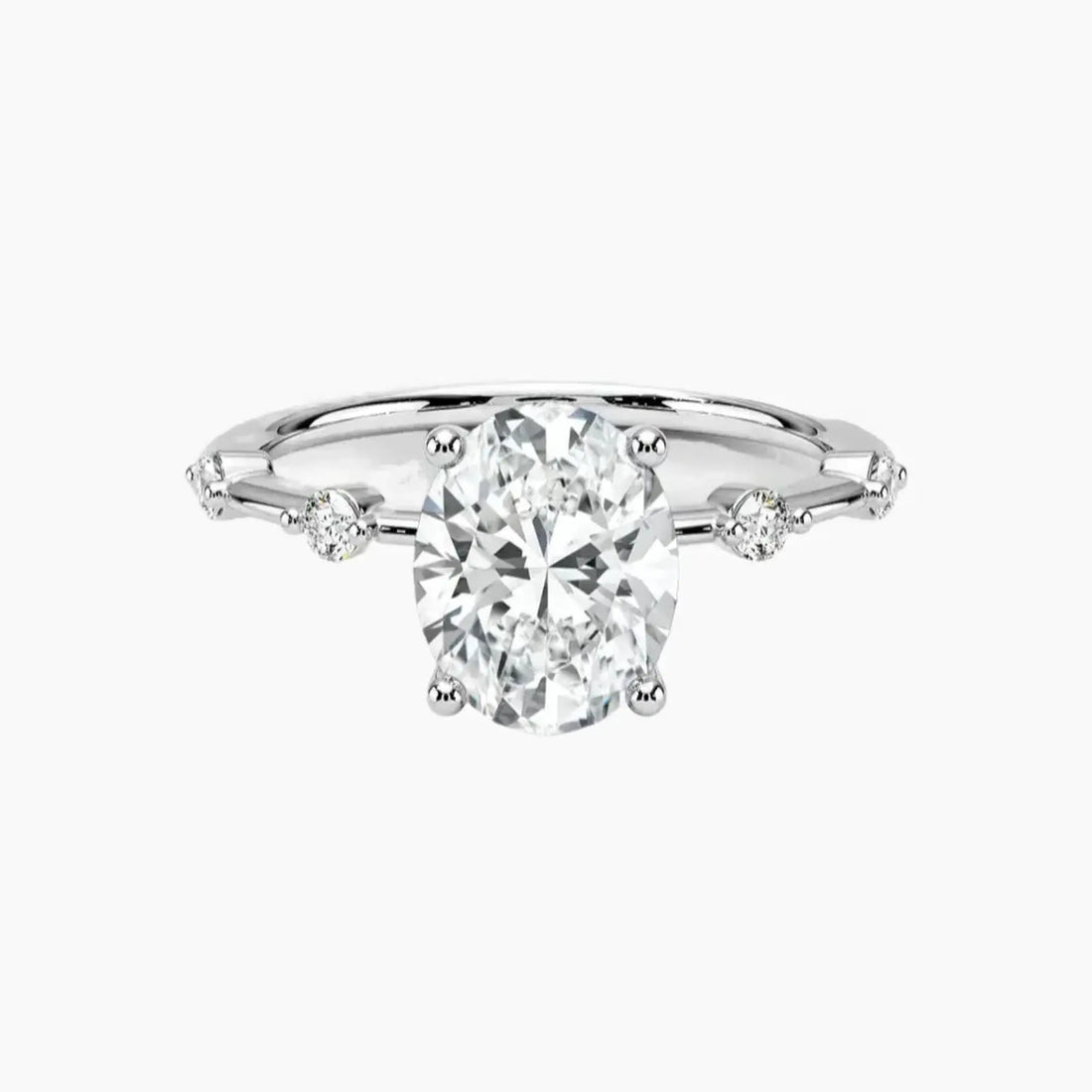 Sena Oval Designer 1.5 Carat Lab Grown Diamond Engagement Ring in 14K White Gold
