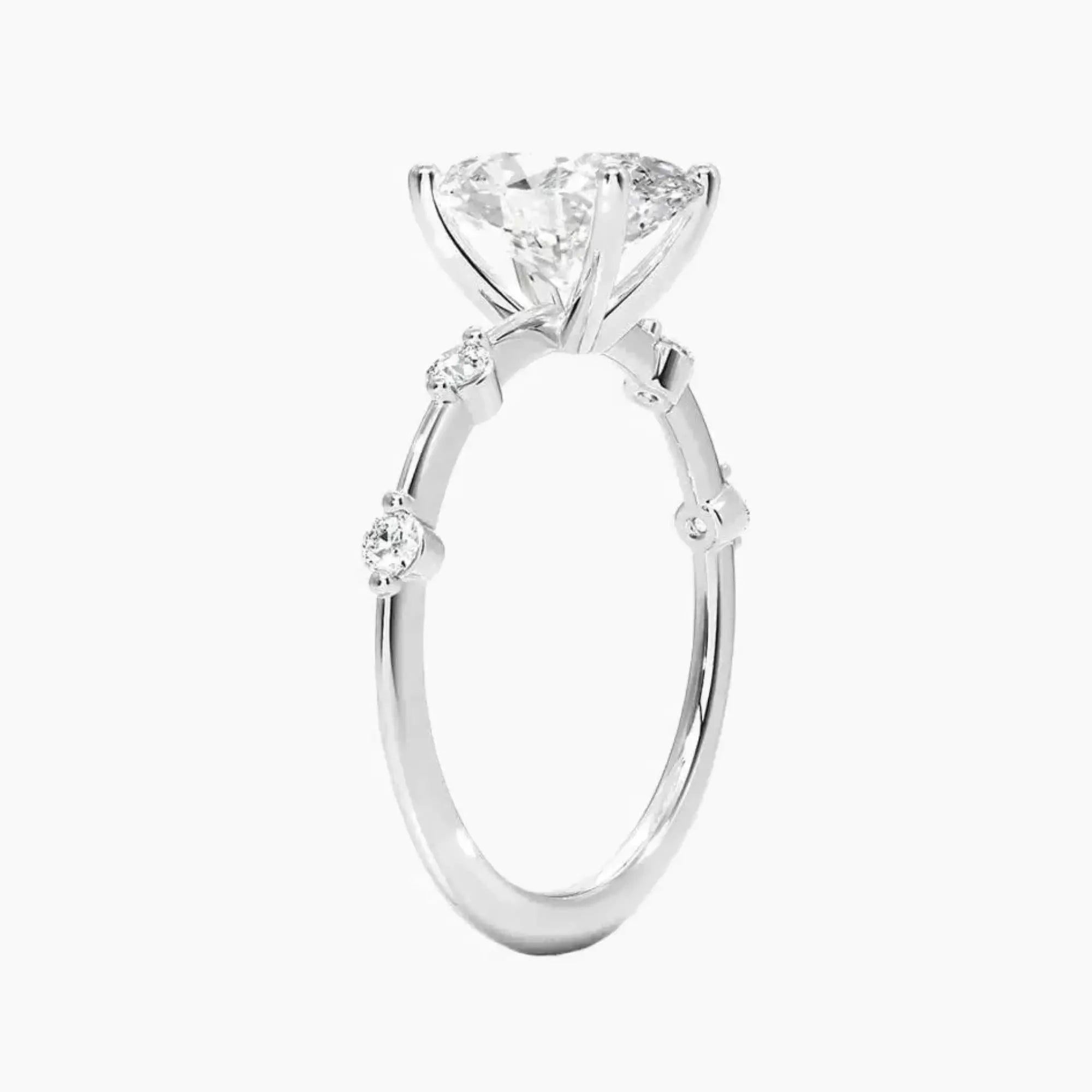 Sena Oval Designer Diamond Ring Setting in 18K White Gold