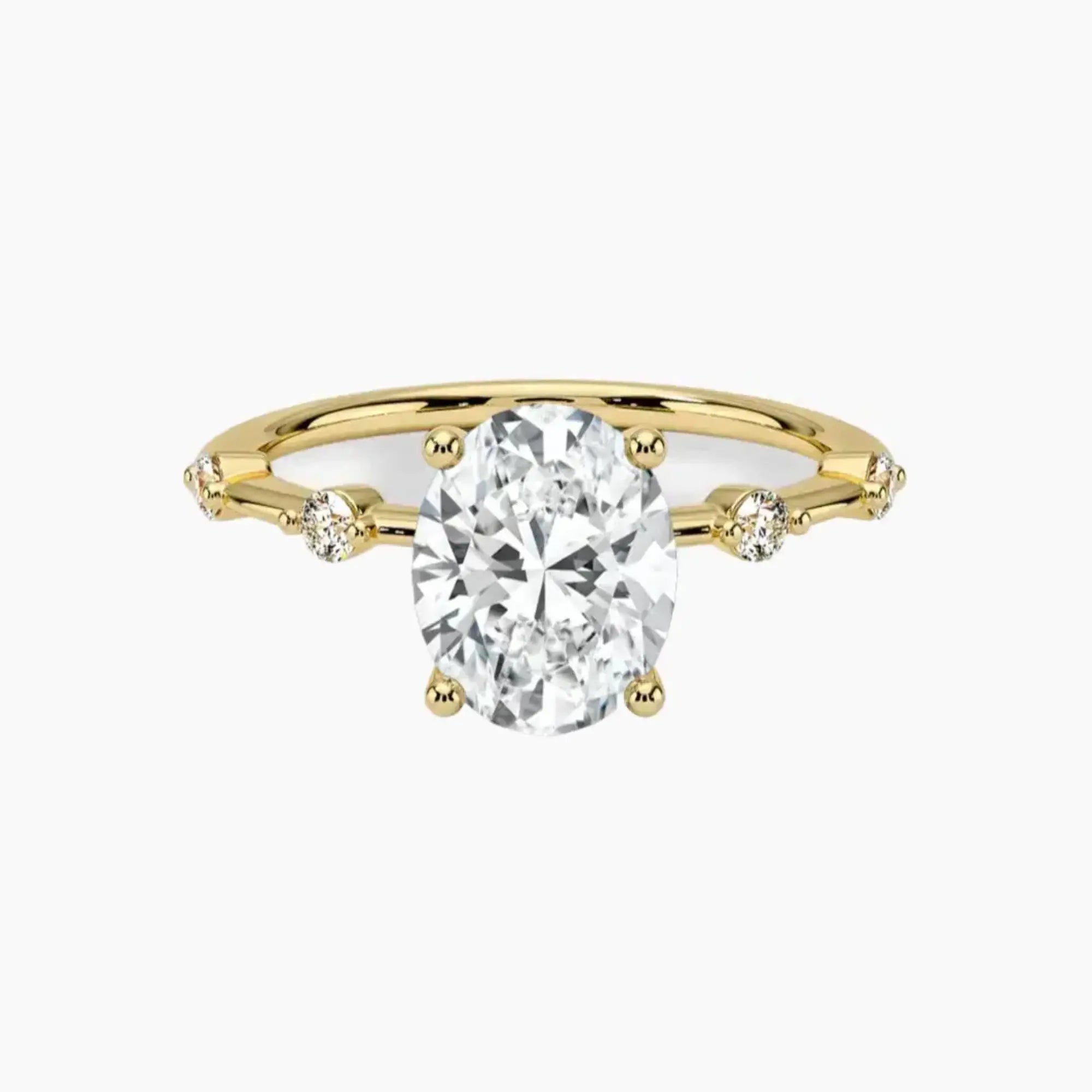 Sena Oval Designer 3 Carat Lab Grown Diamond Engagement Ring in 18K White Gold