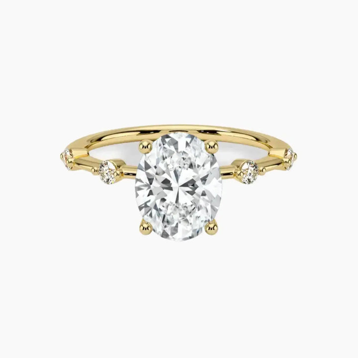 Sena Oval Designer 3 Carat Lab Grown Diamond Engagement Ring in 18K Yellow Gold