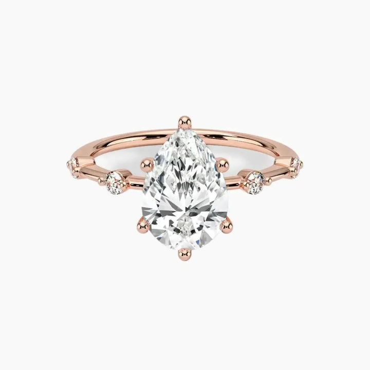 Sena Pear Designer 1.5 Carat Lab Grown Diamond Engagement Ring in 18K Rose Gold