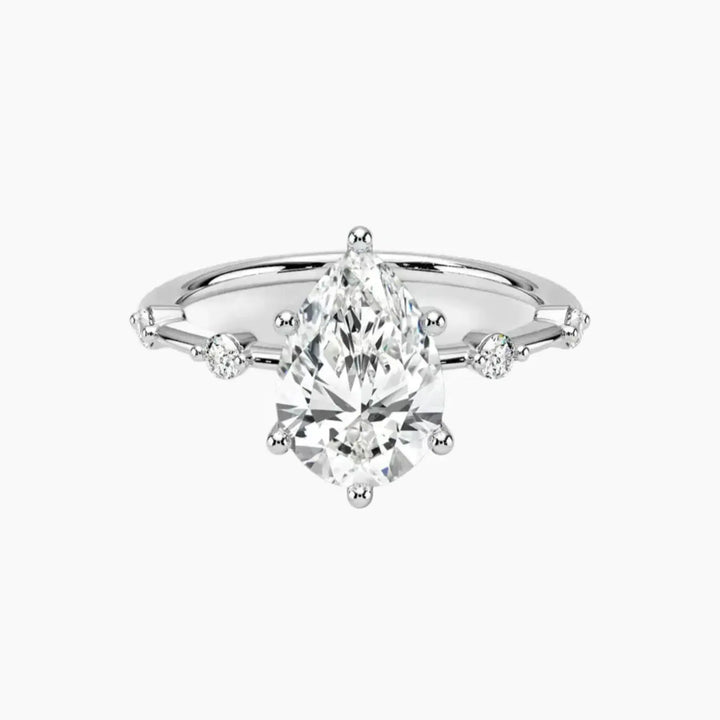 Sena Pear Designer 1.5 Carat Lab Grown Diamond Engagement Ring in 14K White Gold