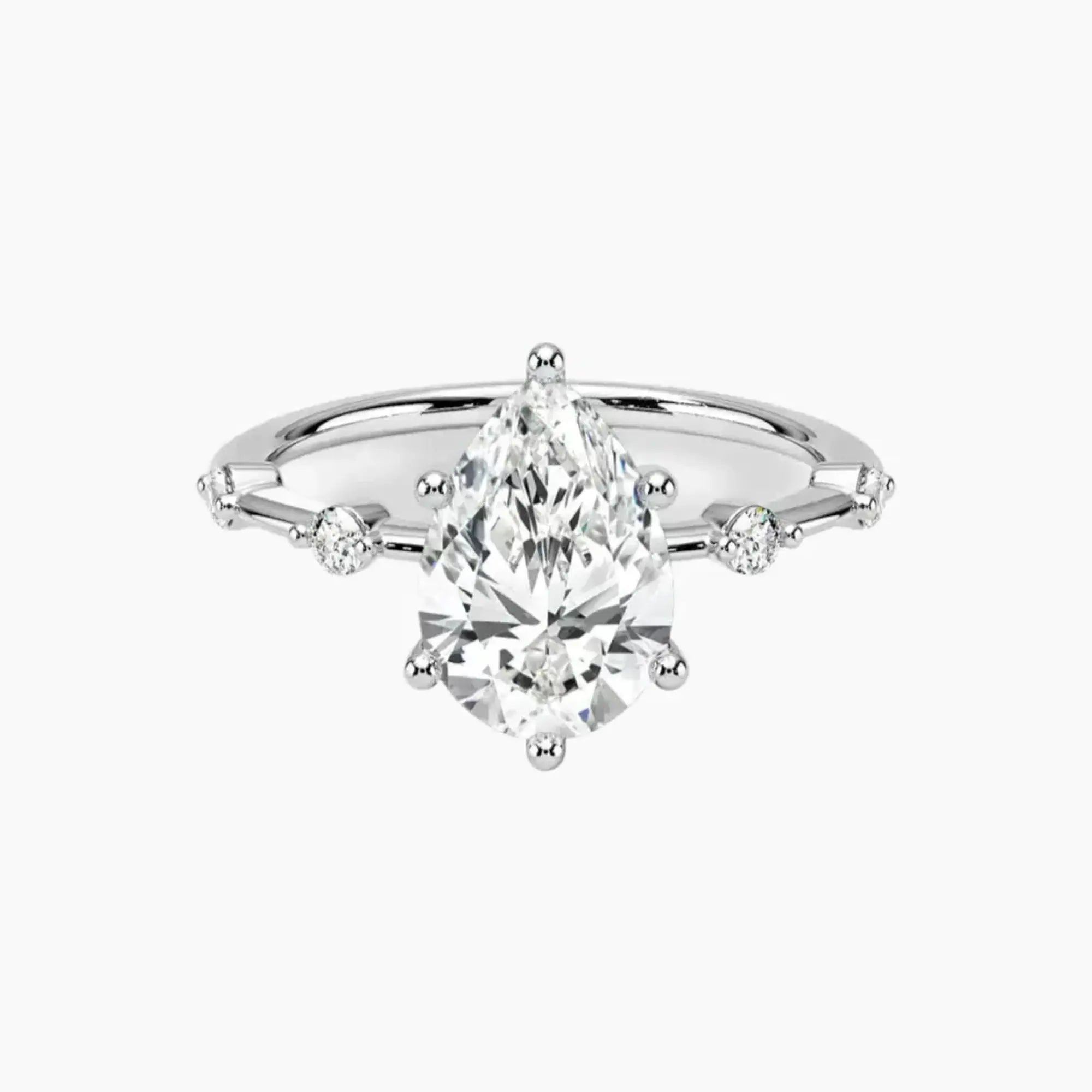 Sena Pear Designer 2 Carat Lab Grown Diamond Engagement Ring in 18K Yellow Gold
