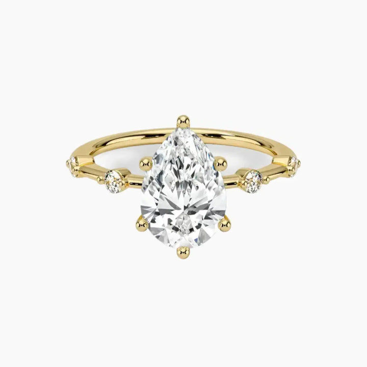 Sena Pear Designer 2 Carat Lab Grown Diamond Engagement Ring in 18K Yellow Gold