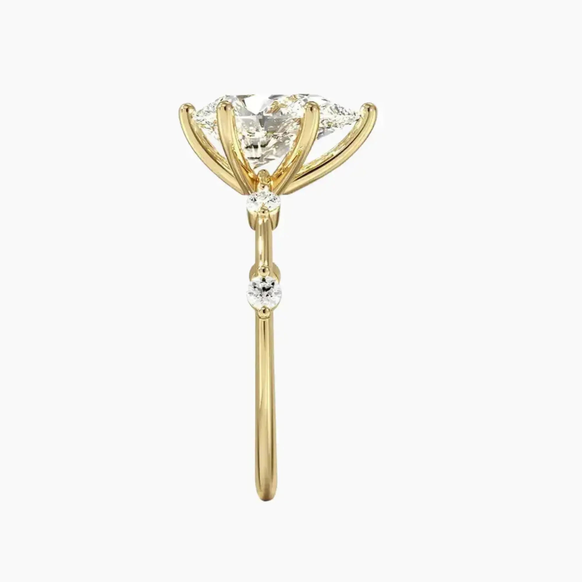 Sena Pear Designer 3 Carat Lab Grown Diamond Engagement Ring in 18K White Gold