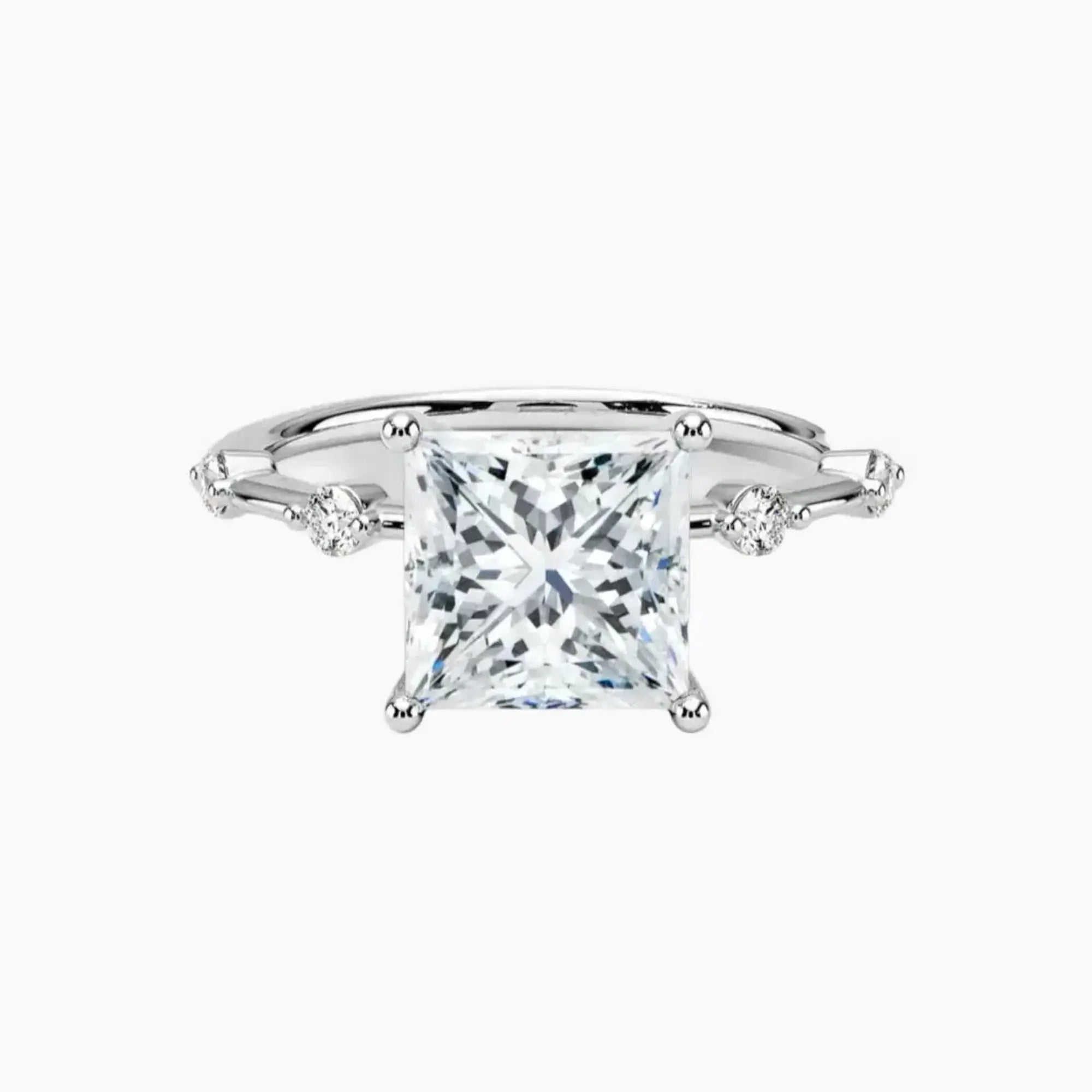 Sena Princess Designer 2.5 Carat Lab Grown Diamond Engagement Ring in 18K White Gold