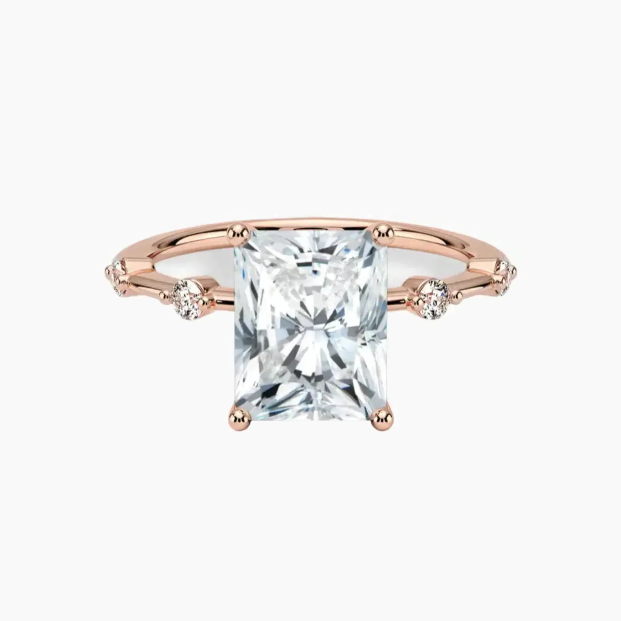 Sena Radiant Designer 3 Carat Lab Grown Diamond Engagement Ring in 18K Rose Gold