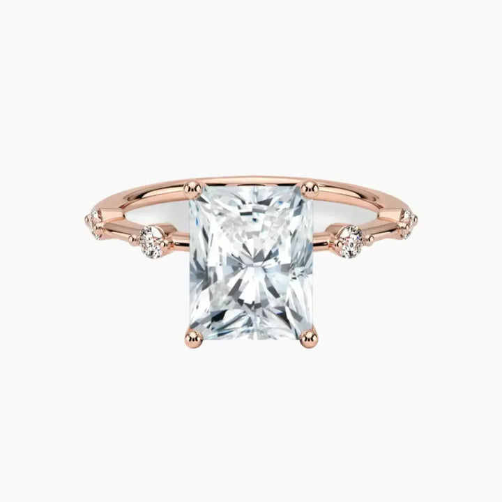 Sena Radiant Designer 3 Carat Lab Grown Diamond Engagement Ring in 18K Rose Gold