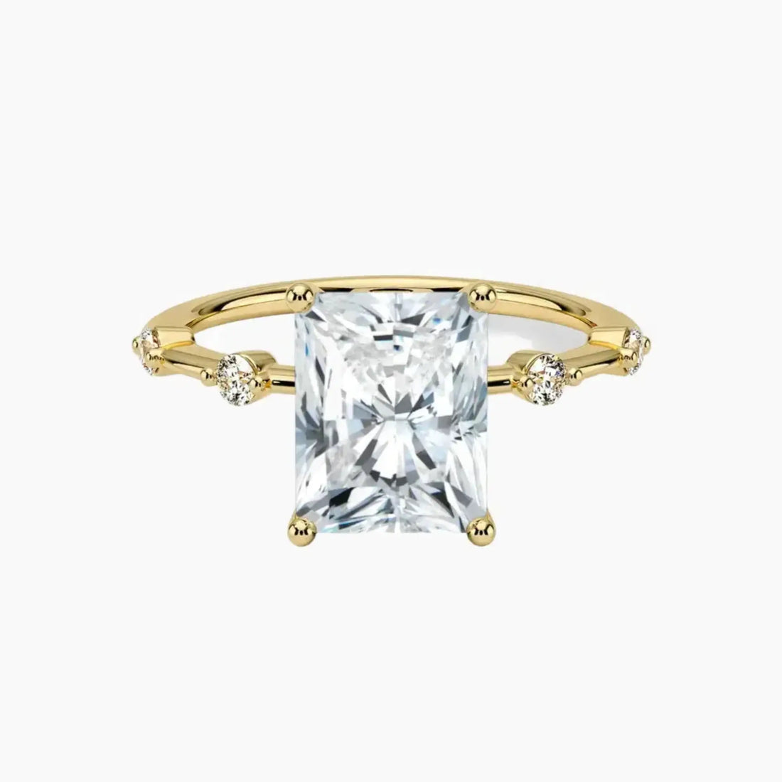 Sena Radiant Designer 3 Carat Lab Grown Diamond Engagement Ring in 18K Yellow Gold