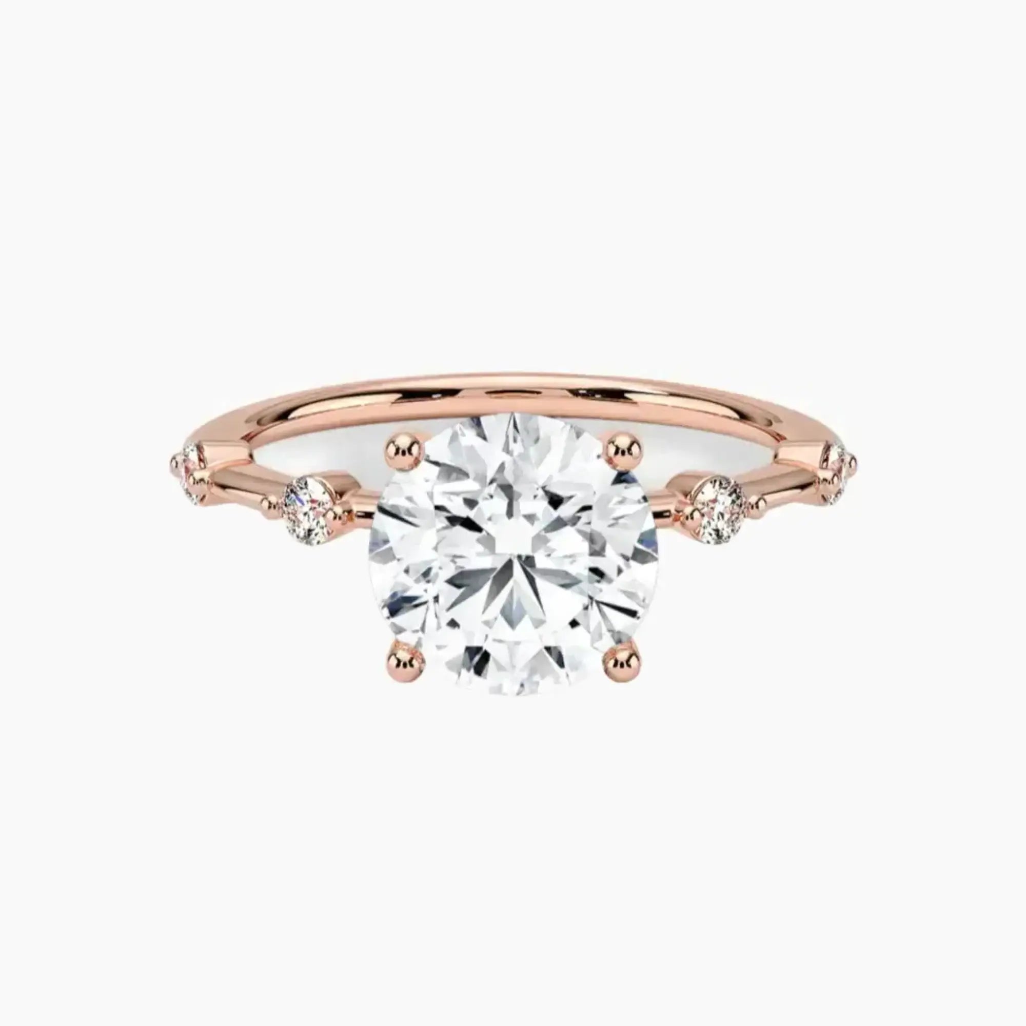 Sena Round Designer 2 Carat Lab Grown Diamond Engagement Ring in 14K Rose Gold