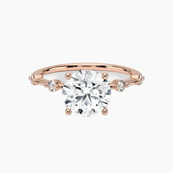 Sena Round Designer 1 Carat Lab Grown Diamond Engagement Ring in 14K Rose Gold