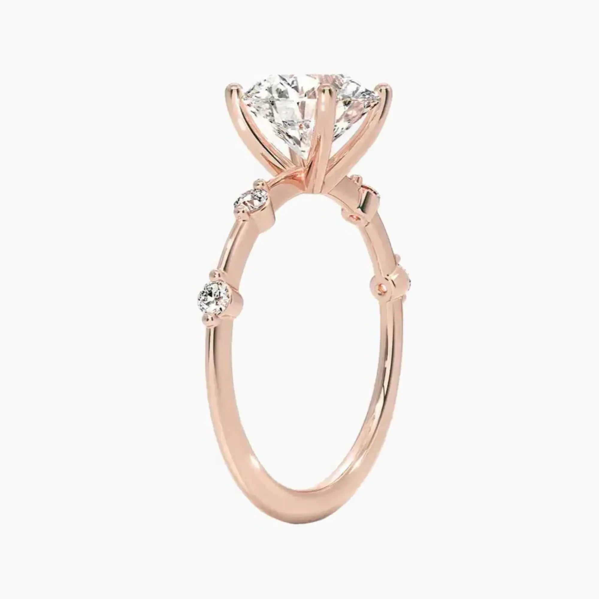Sena Round Designer 1 Carat Lab Grown Diamond Engagement Ring in 14K White Gold