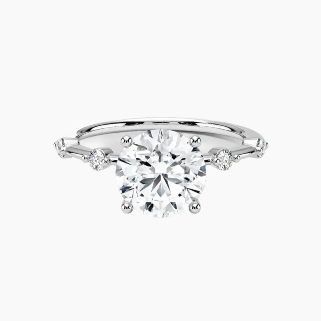 Sena Round Designer Diamond Ring Setting in 18K White Gold